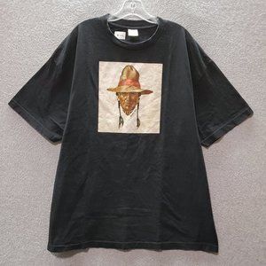 VINTAGE Winold Reiss Men Shirt 2XL Black Blackfeet‎ Indian Painting Graphic Tee